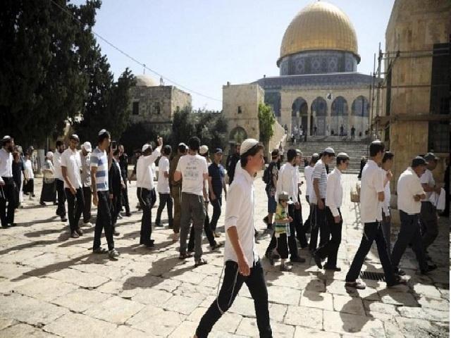 مستوطنين متطرفين يقتحمون باحات الأقصى