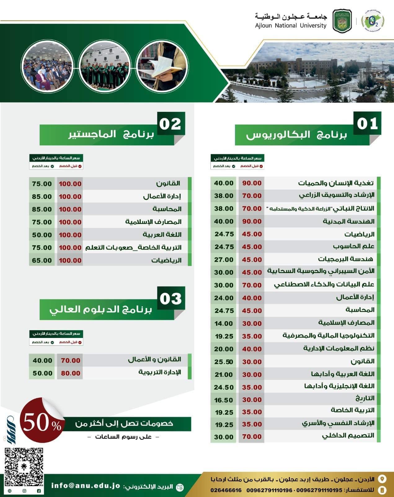جامعة عجلون الوطنية تعلن عن طرح تخصصاتها التالية