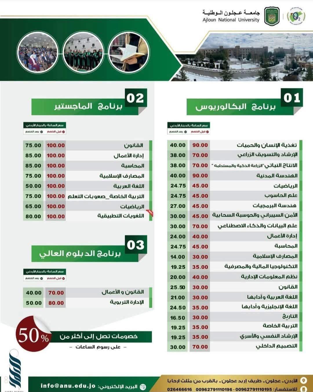 جامعة عجلون الوطنية تعلن عن استمرار باب القبول والتسجيل للفصل الدراسي الصيفي 2025