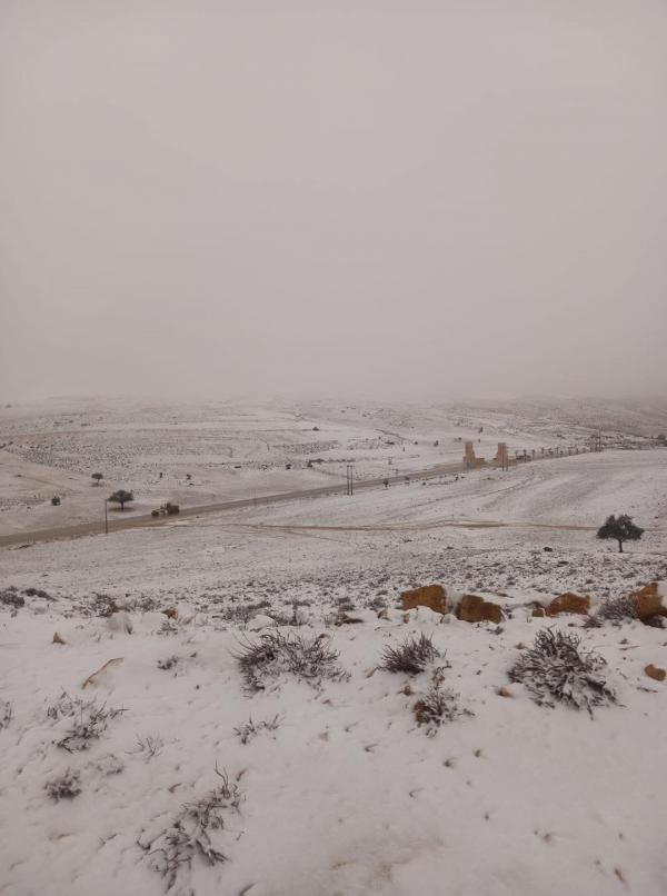 مناطق تشهد تساقطًا للثلوج في جنوب المملكة