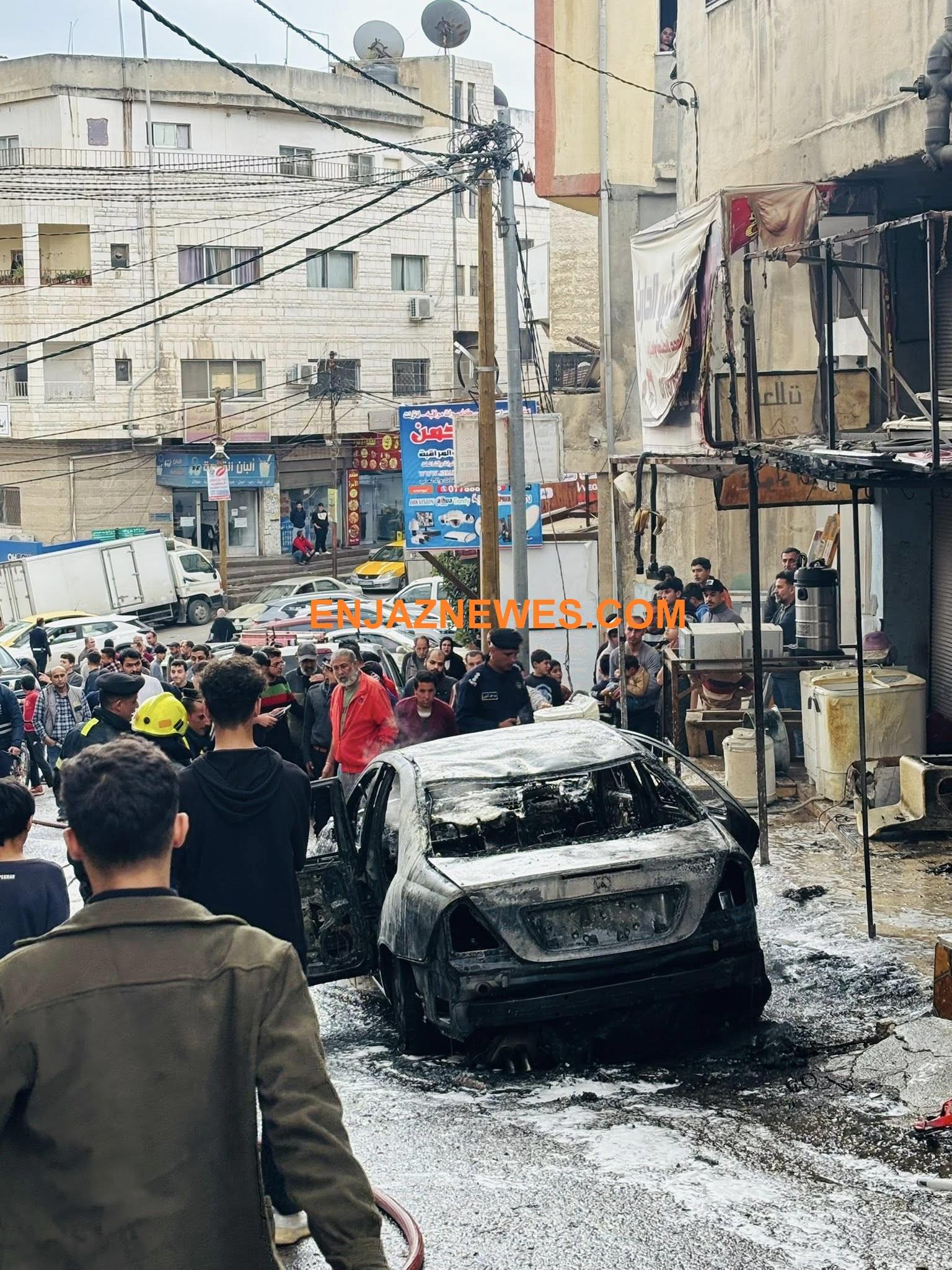 احتراق مركبة في عجلون (صور)